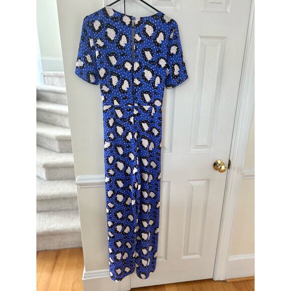 ASOS Electric Blue Pink Polka Dot Wide Leg Leopard Jumpsuit - Picture 9 of 12